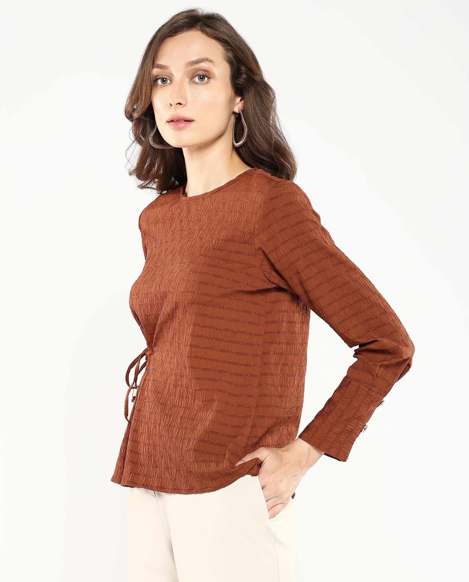 Rareism Women Kiop Rust Plain Top