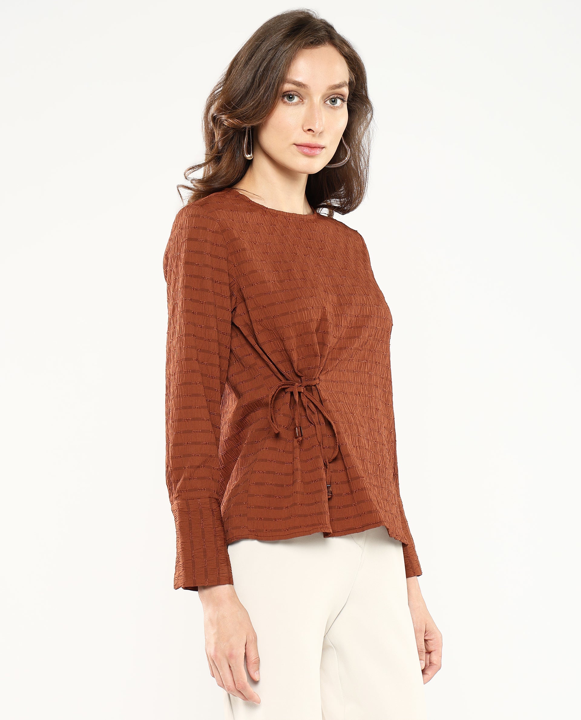 Rareism Women Kiop Rust Plain Top