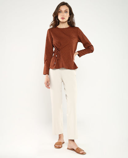 Rareism Women Kiop Rust Plain Top