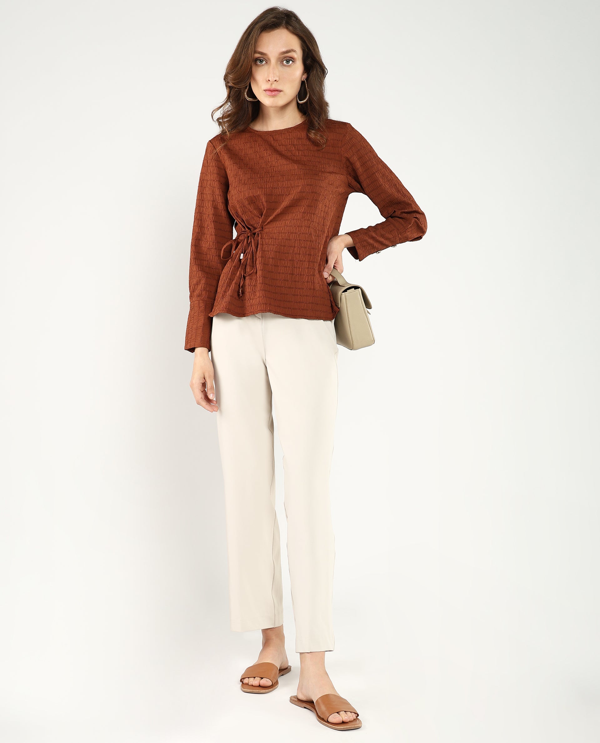 Rareism Women Kiop Rust Plain Top