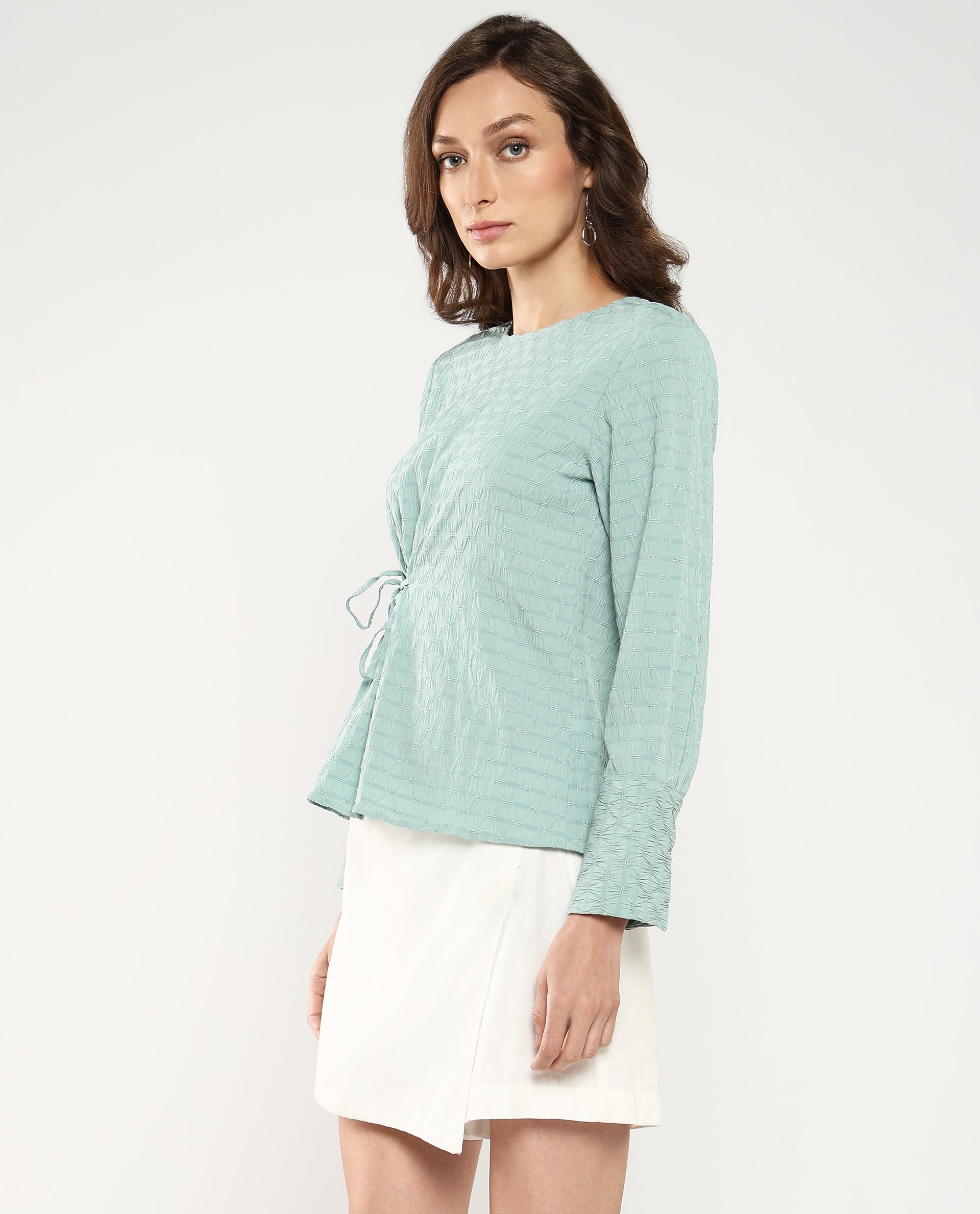 Rareism Women Kiop Green Plain Top