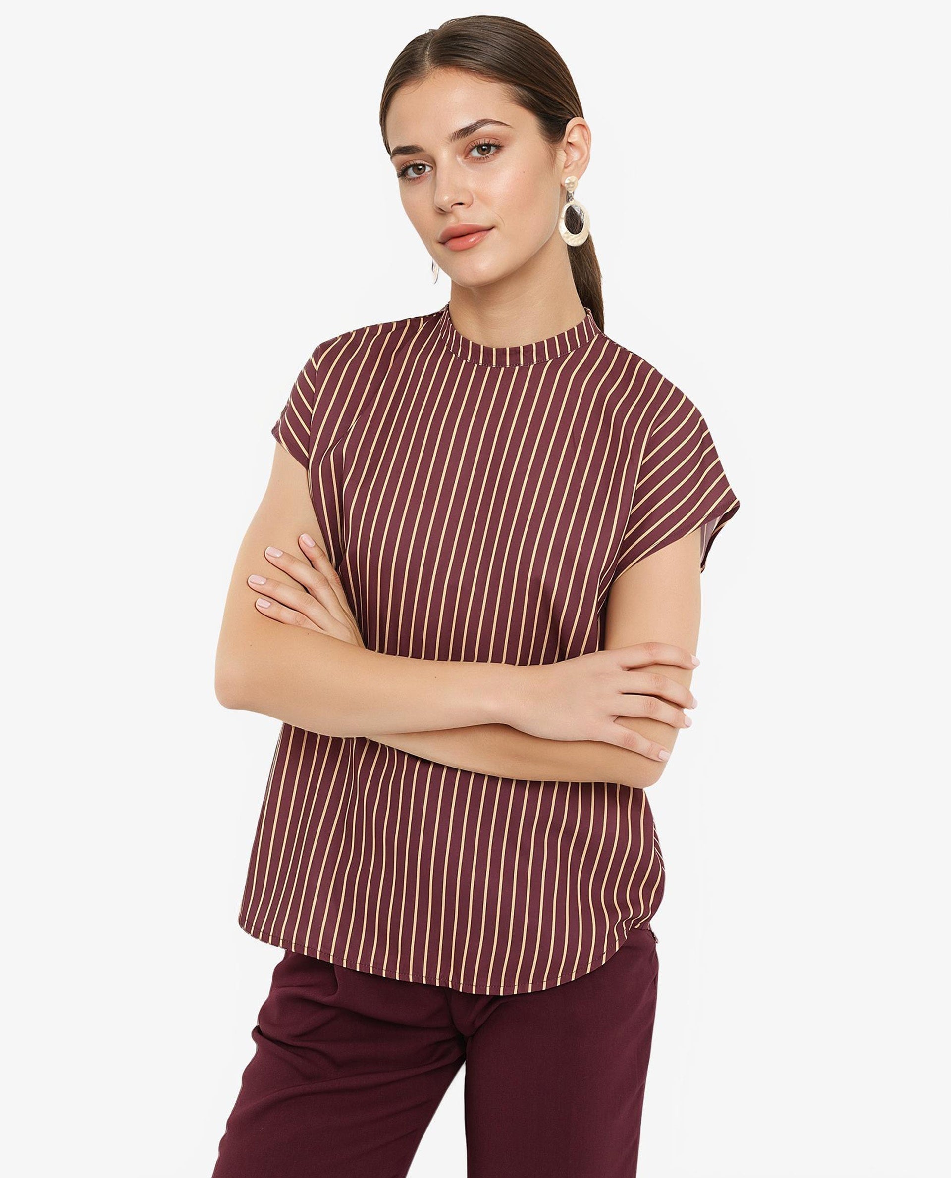 Rareism Women Lossa Brown Printed Top