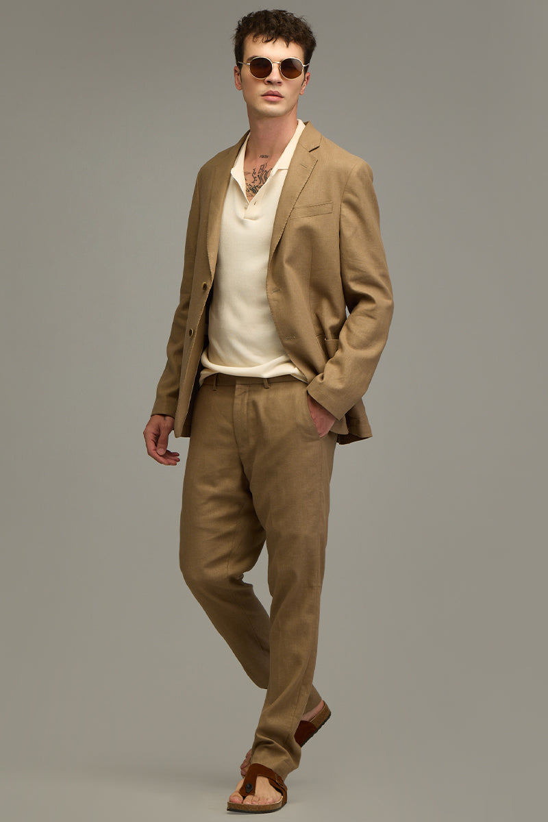 Urban Finesse Khaki Linen Trouser