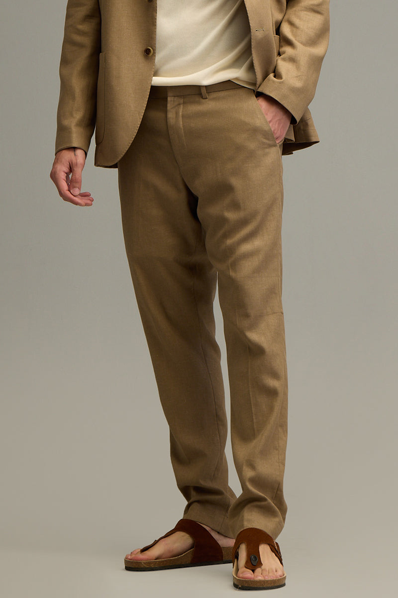 Urban Finesse Khaki Linen Trouser