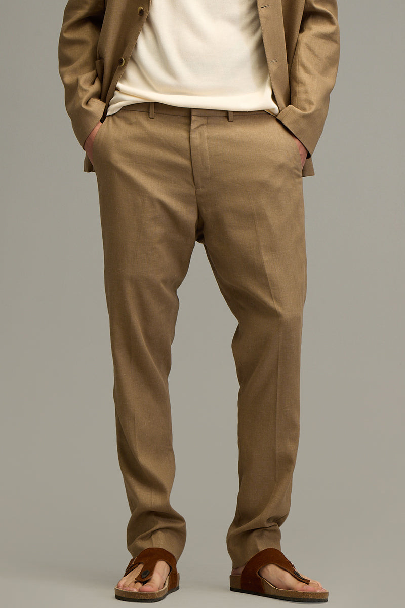 Urban Finesse Khaki Linen Trouser