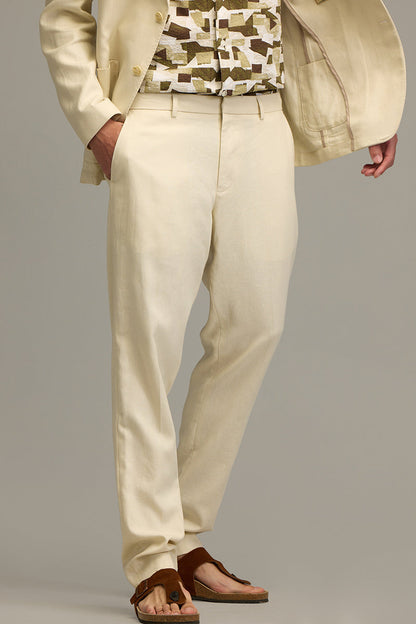 Urban Finesse Cream Linen Trouser