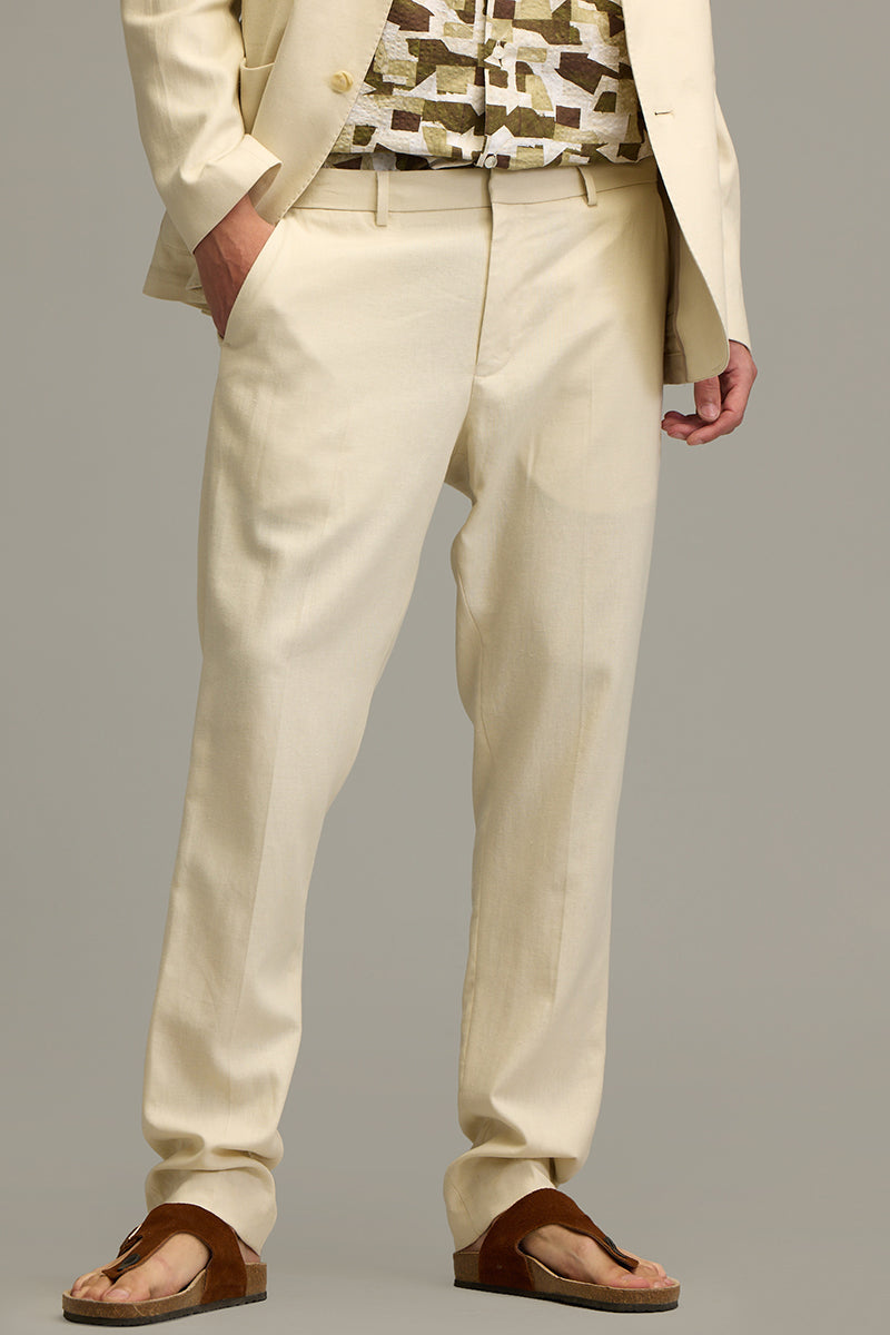 Urban Finesse Cream Linen Trouser