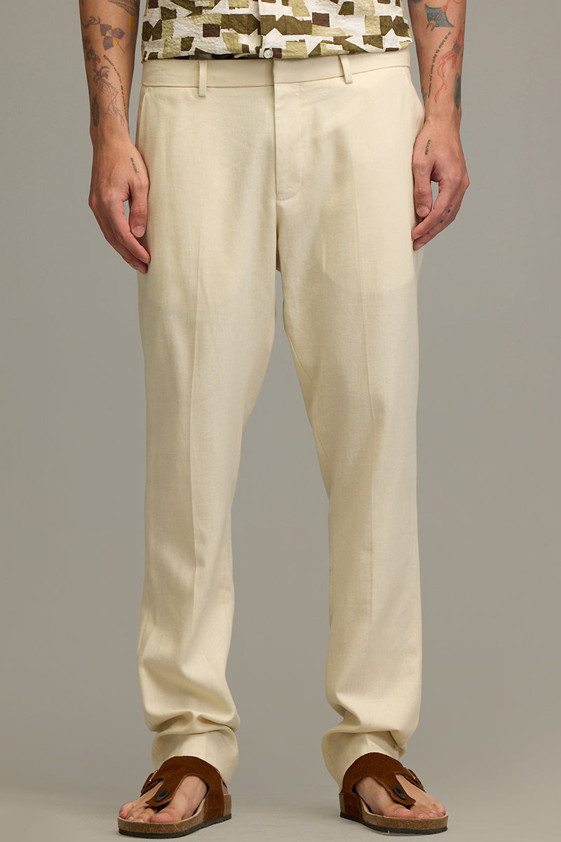 Urban Finesse Cream Linen Trouser