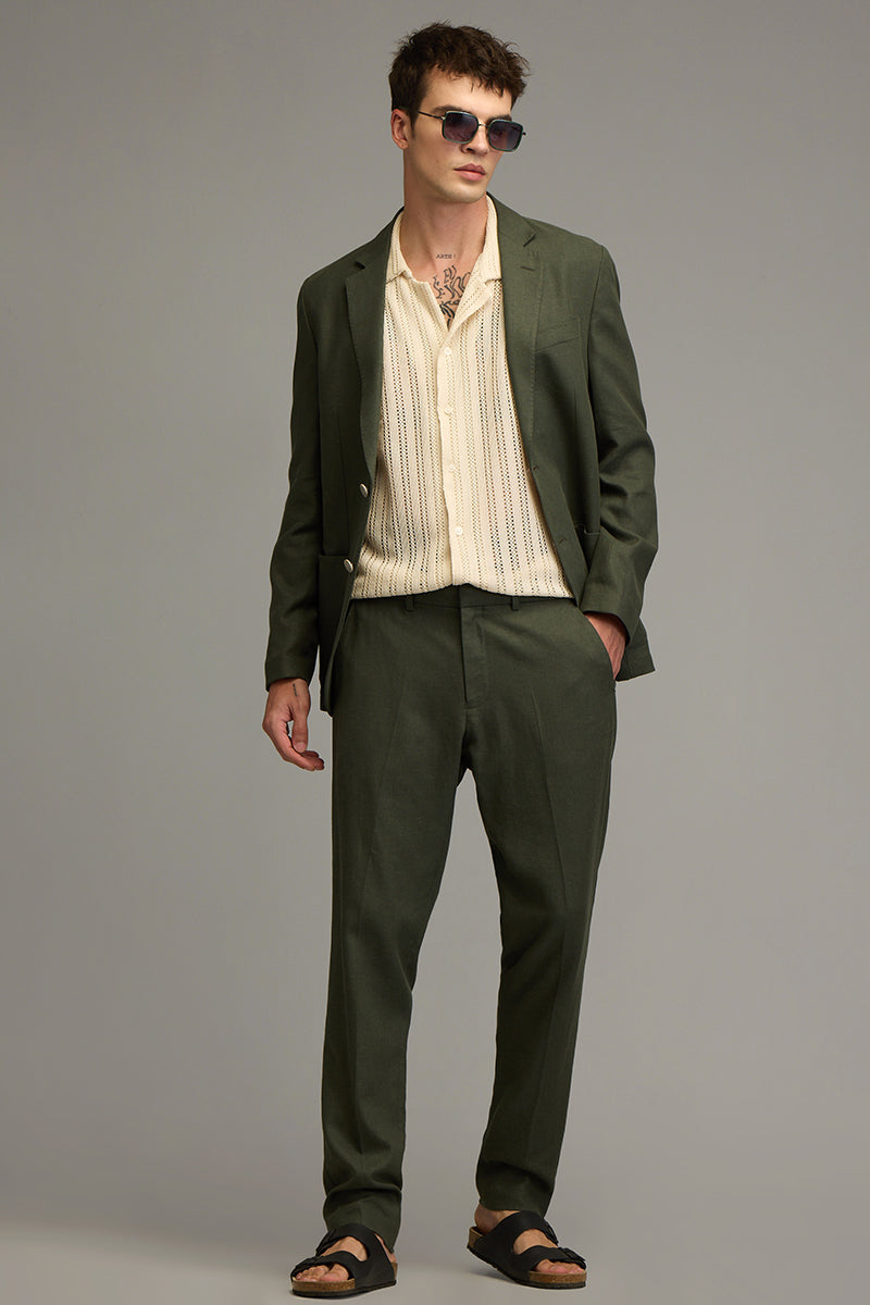 Urban Finesse Olive Linen Trouser