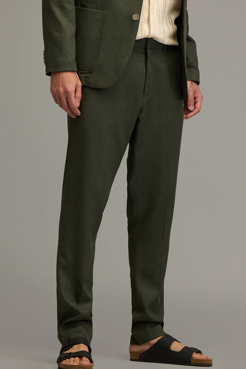 Urban Finesse Olive Linen Trouser