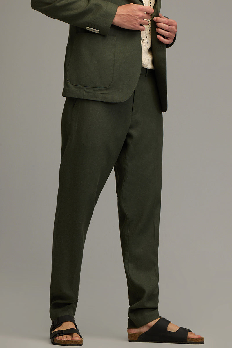 Urban Finesse Olive Linen Trouser