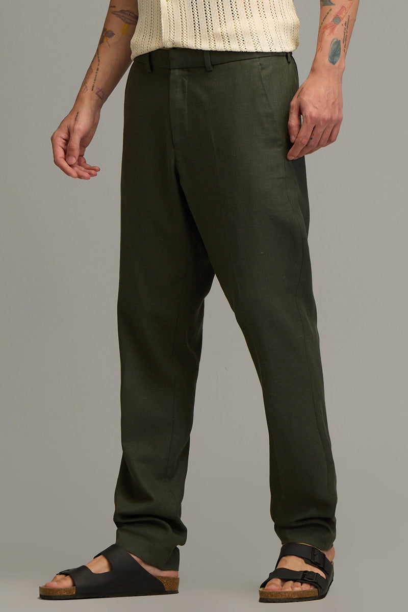 Urban Finesse Olive Linen Trouser