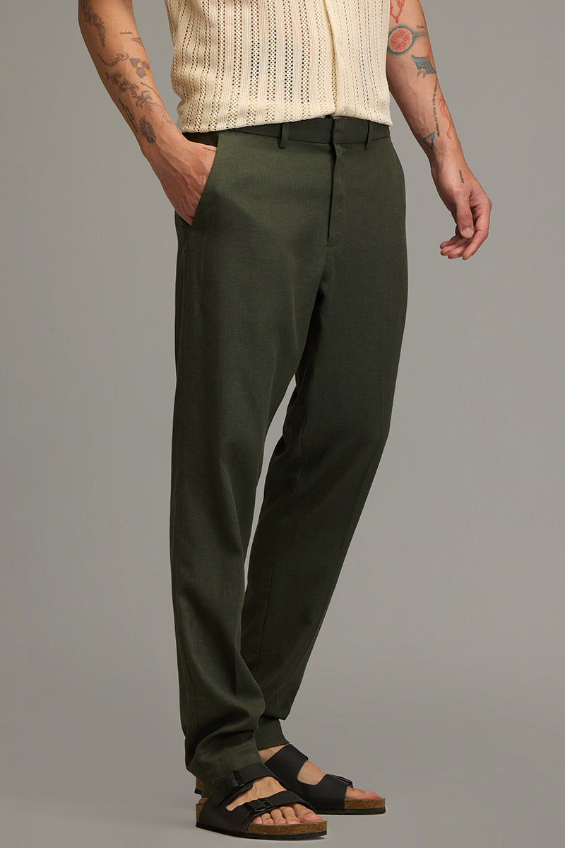 Urban Finesse Olive Linen Trouser