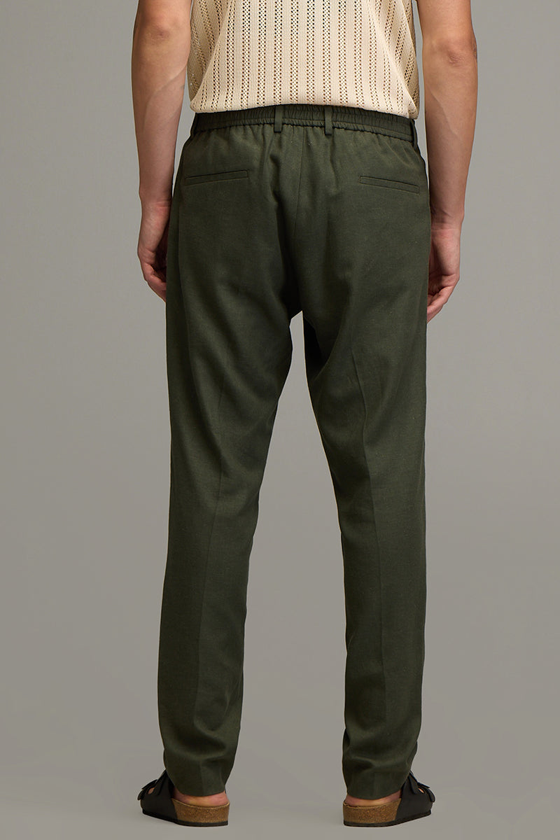 Urban Finesse Olive Linen Trouser