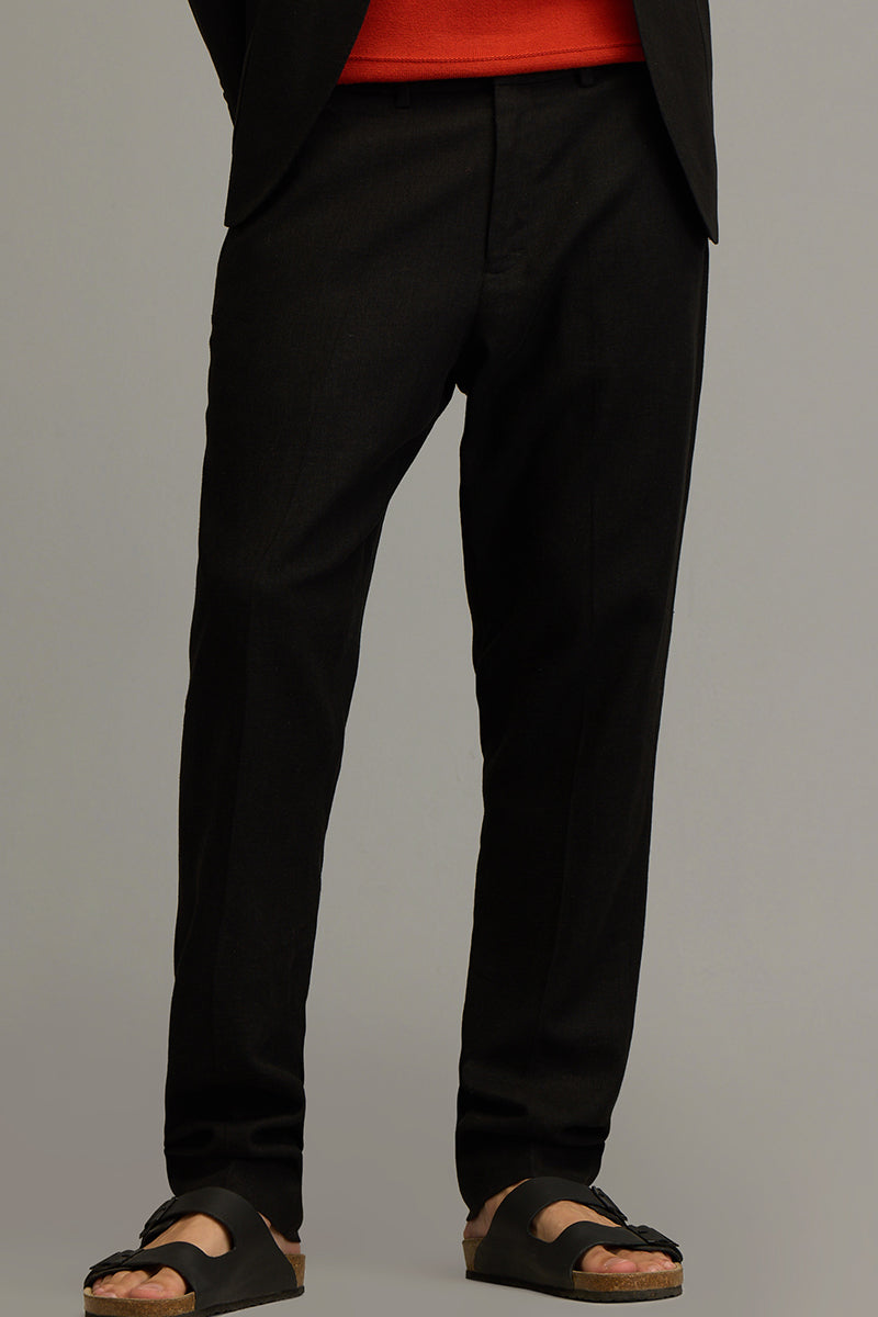 Urban Finesse Black Linen Trouser