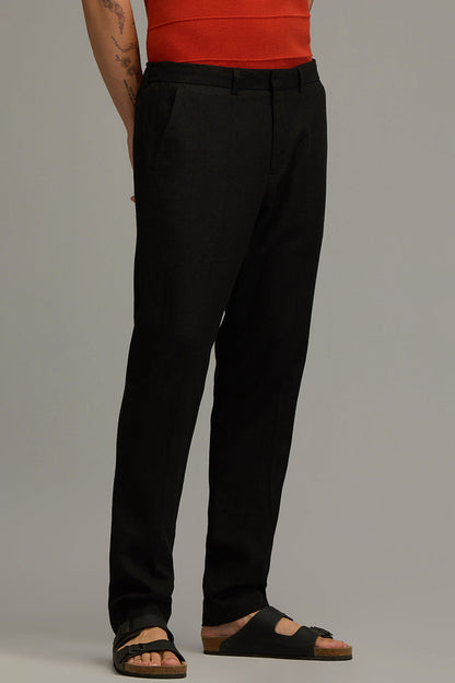 Urban Finesse Black Linen Trouser