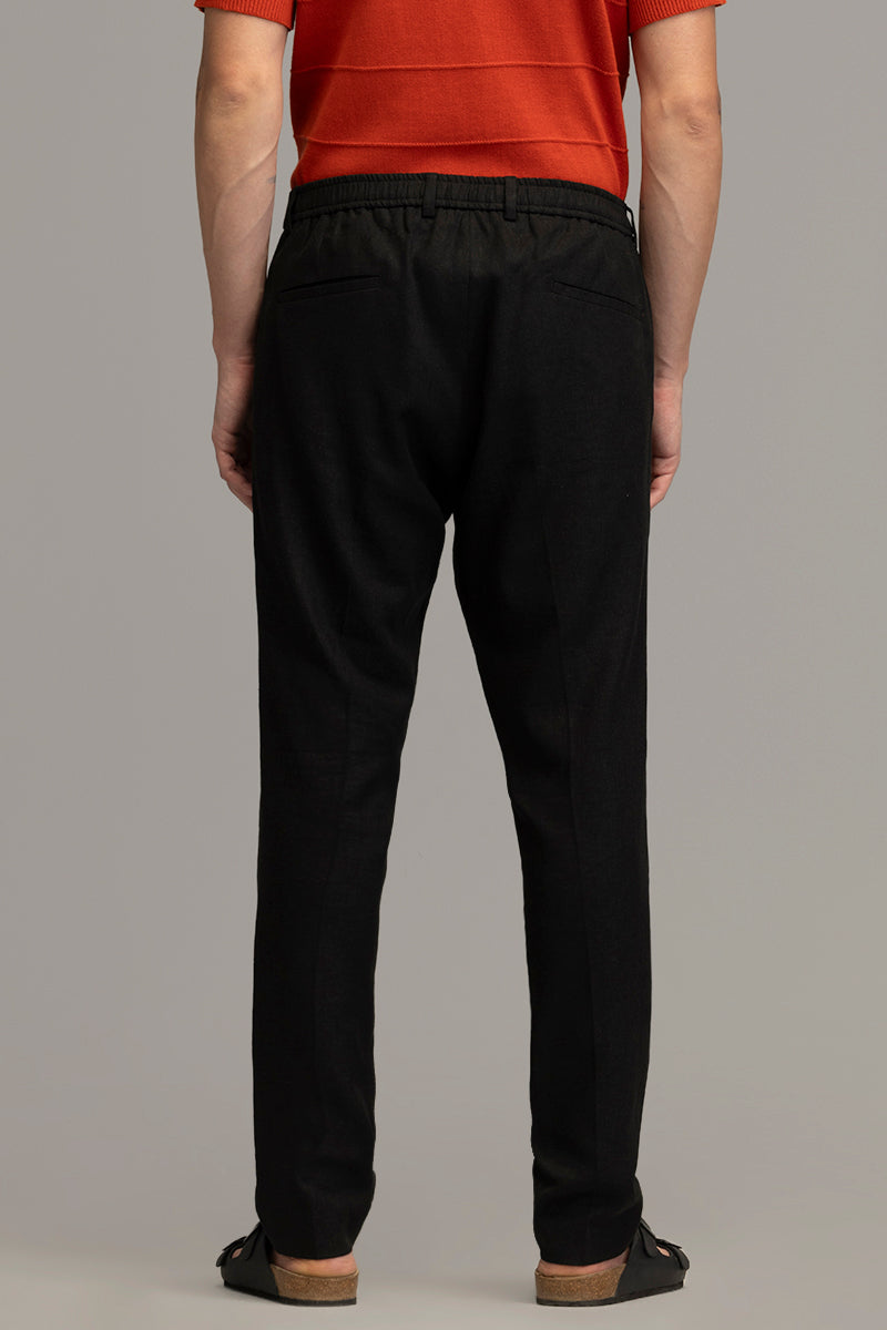 Urban Finesse Black Linen Trouser