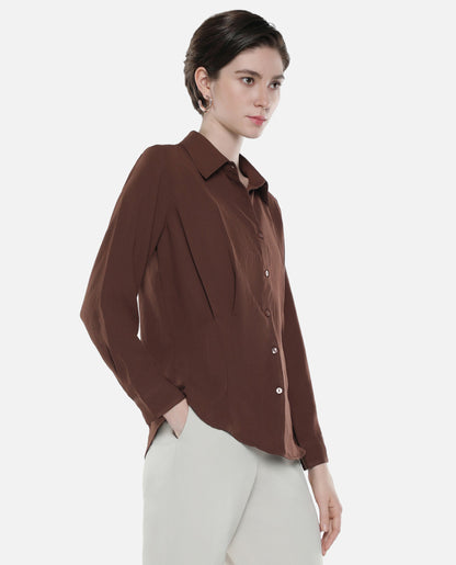 Rareism Women Mersin Brown Plain Top