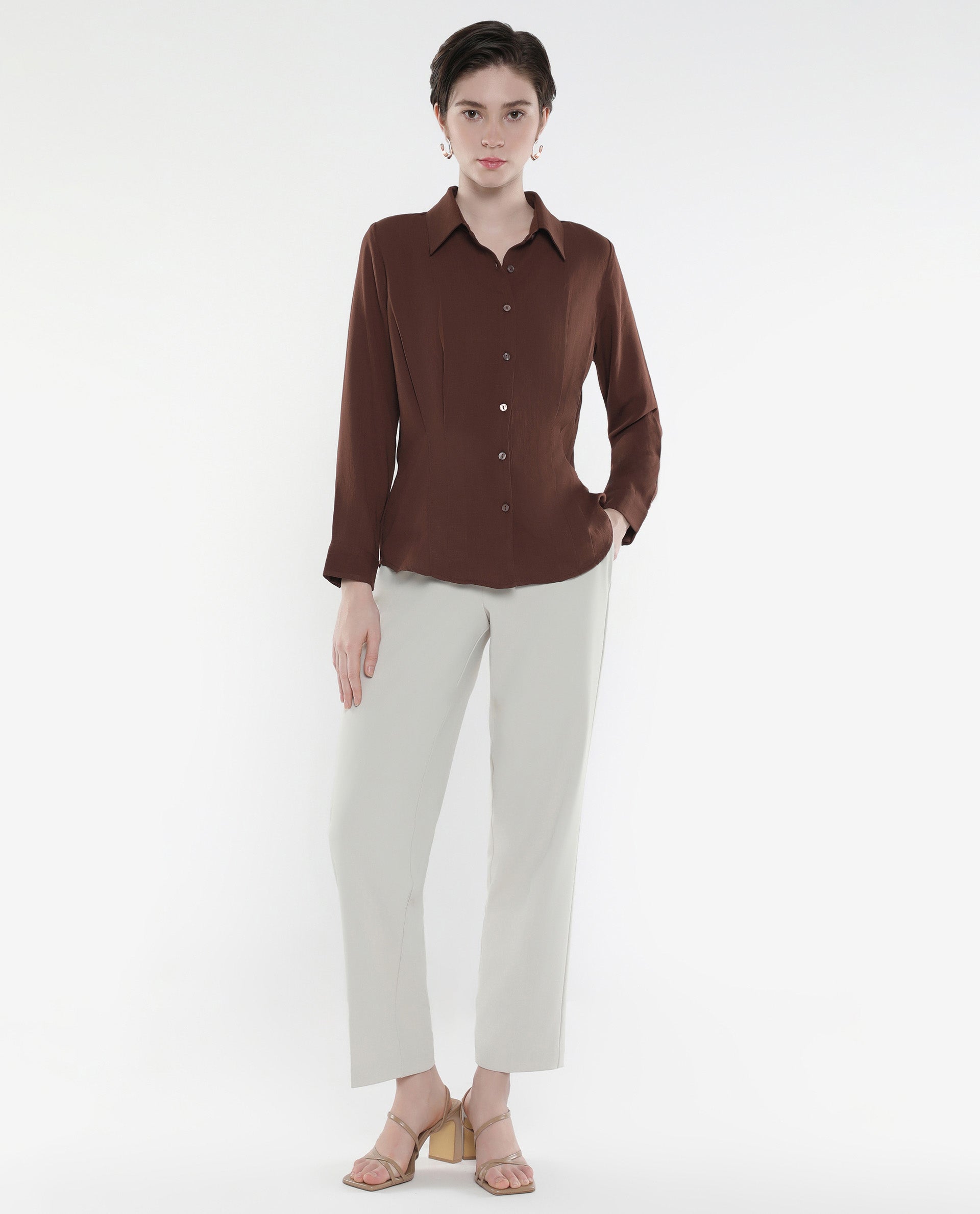 Rareism Women Mersin Brown Plain Top