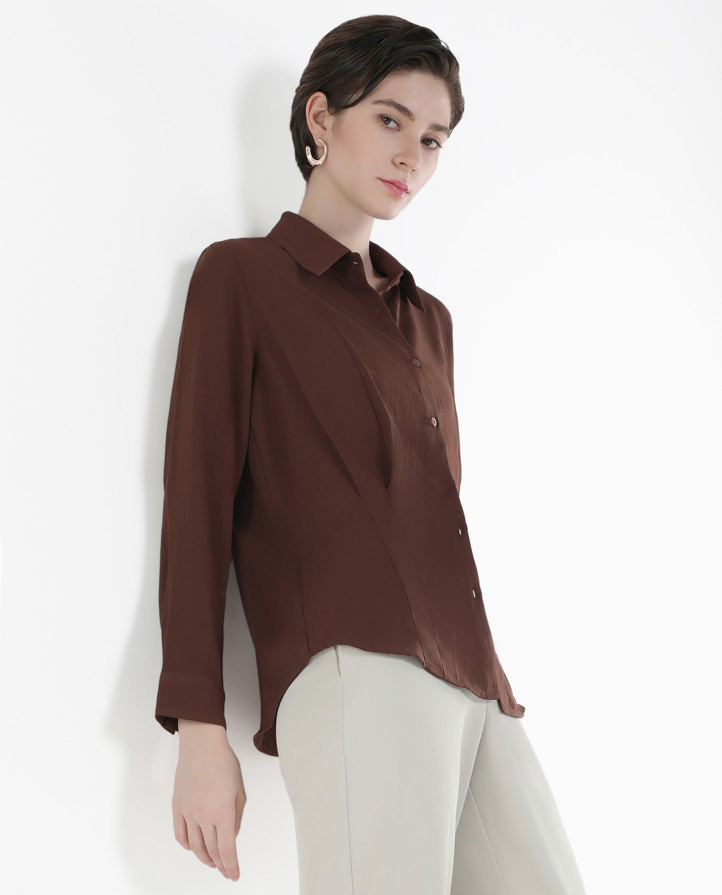 Rareism Women Mersin Brown Plain Top