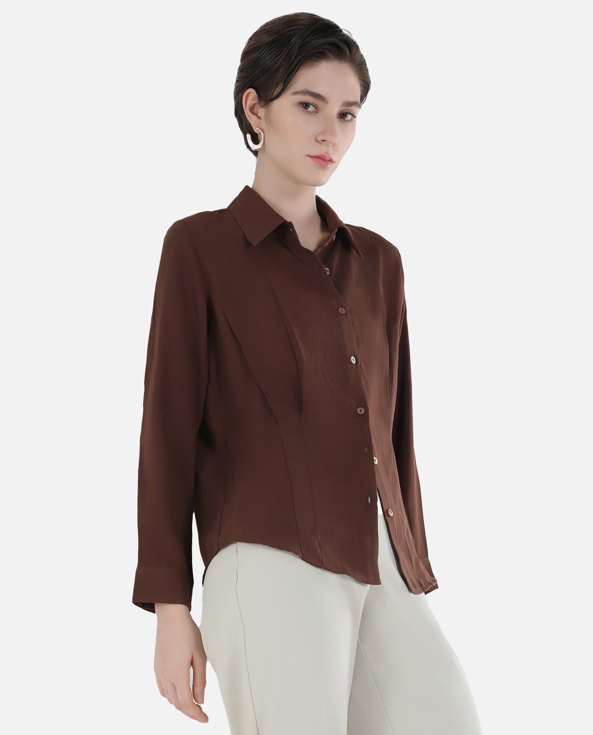 Rareism Women Mersin Brown Plain Top