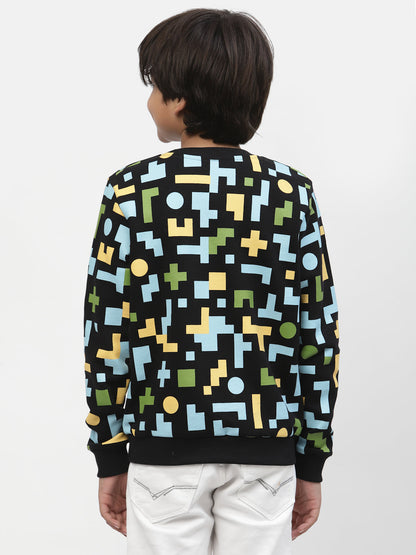 Boys Colour Block Printed Sweatshirt Black