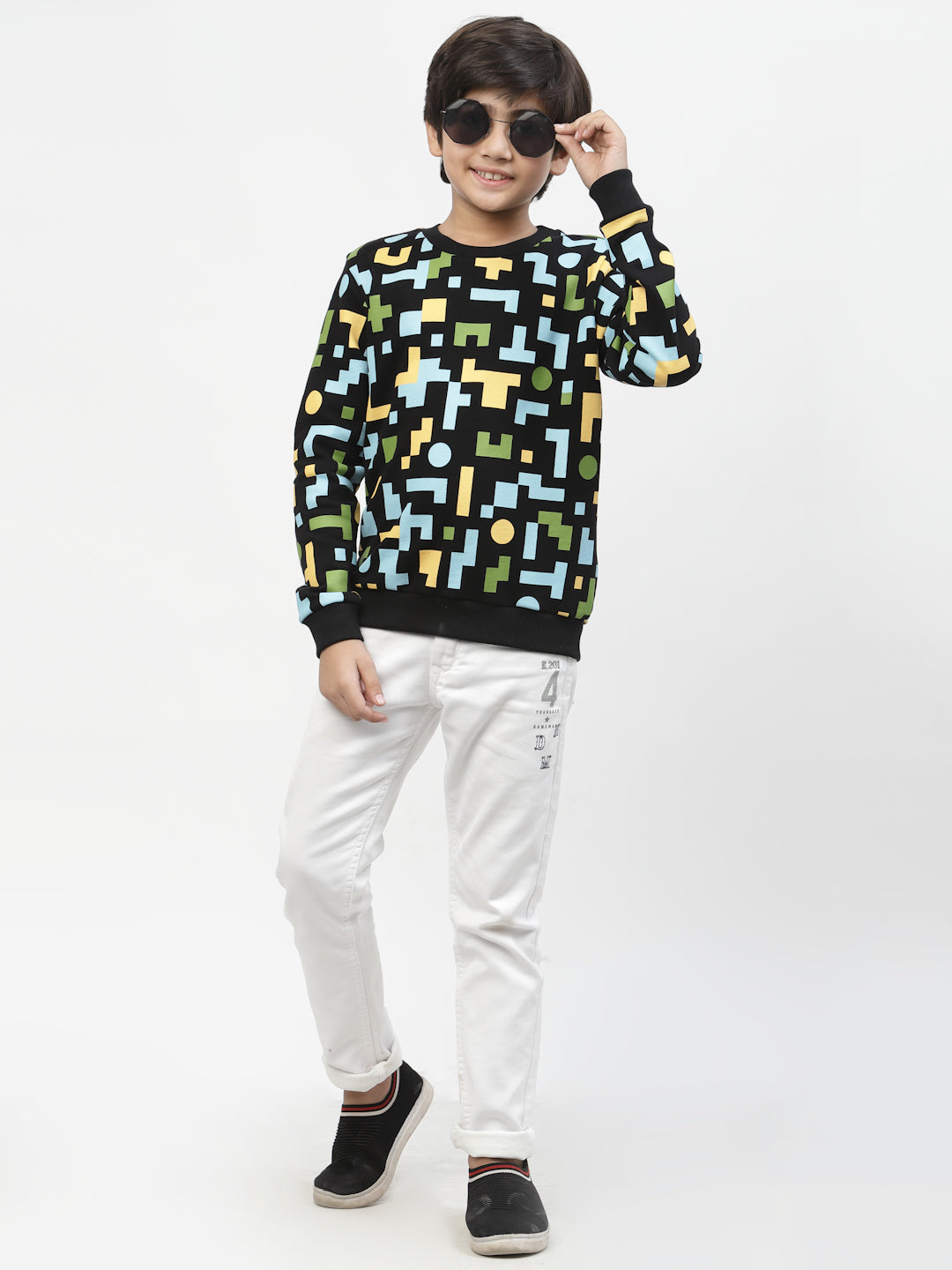 Boys Colour Block Printed Sweatshirt Black