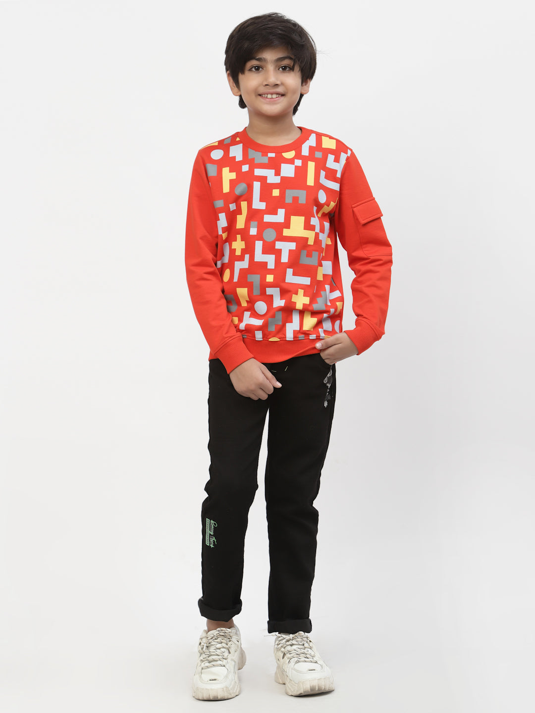 Spunkies-Boys-Abstract-Print-Sweatshirt- Red