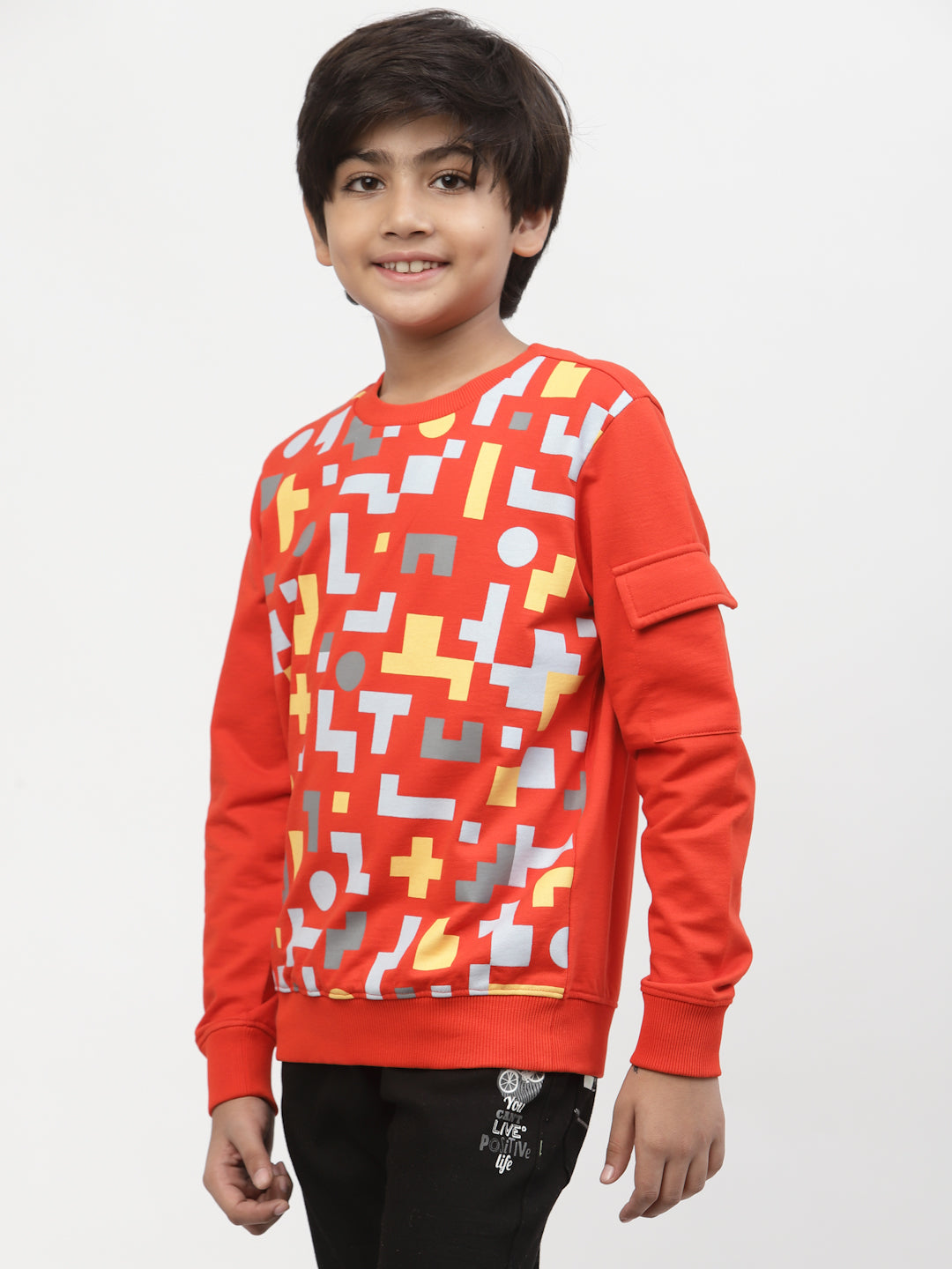 Spunkies-Boys-Abstract-Print-Sweatshirt- Red