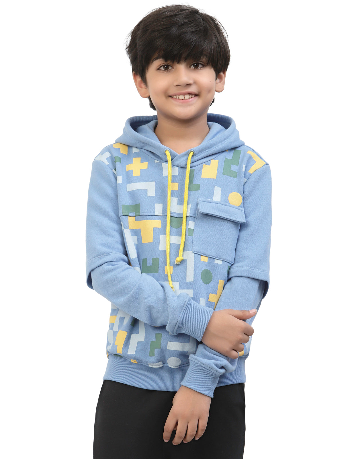 Boys Winter Colour Block Hoodie Blue