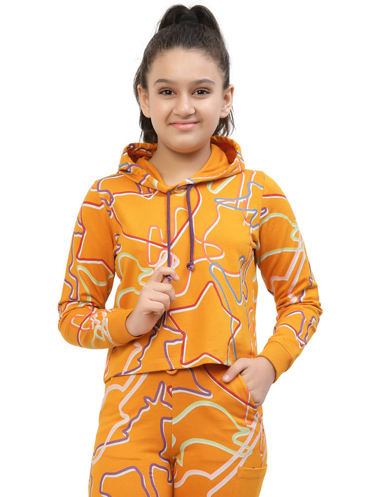 Spunkies-Zig-Zag-Printed-Organic-Cotton-Hoodie-Orange