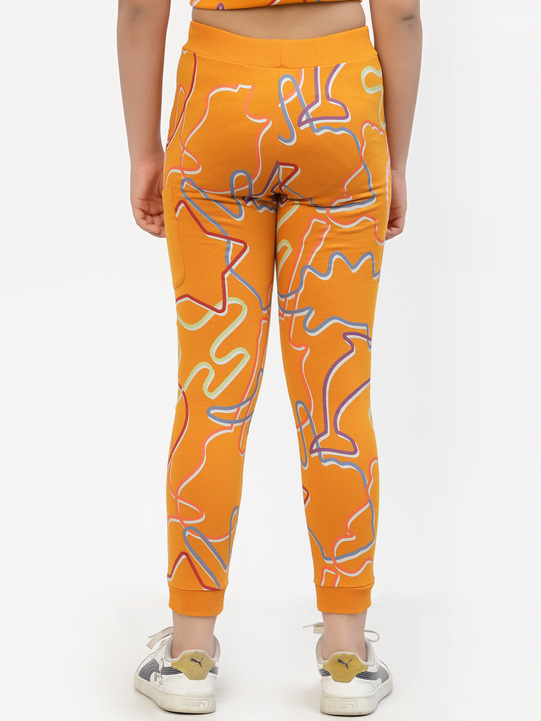 Spunkies-Organic-Cotton-Zig-Zag-Print-Girls-Joggers-Orange