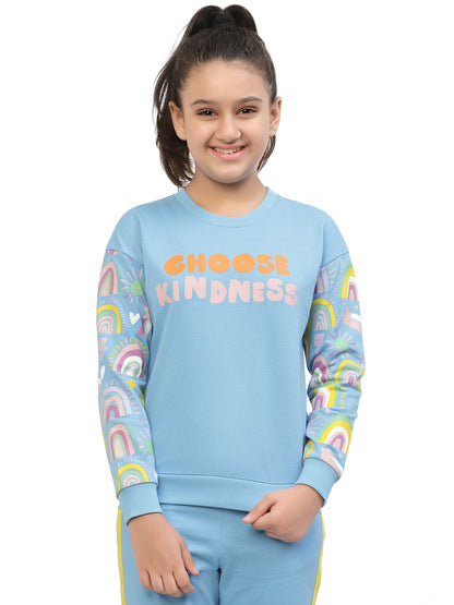 Spunkies-Girls-Kindnes- Organic-Cotton-Sweatshirt-Blue