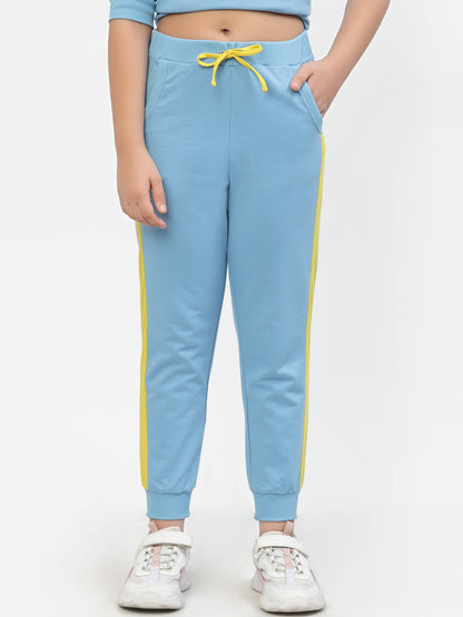 Spunkies-Organic-Cotton-Side-Stripe-Girls-Joggers-Blue