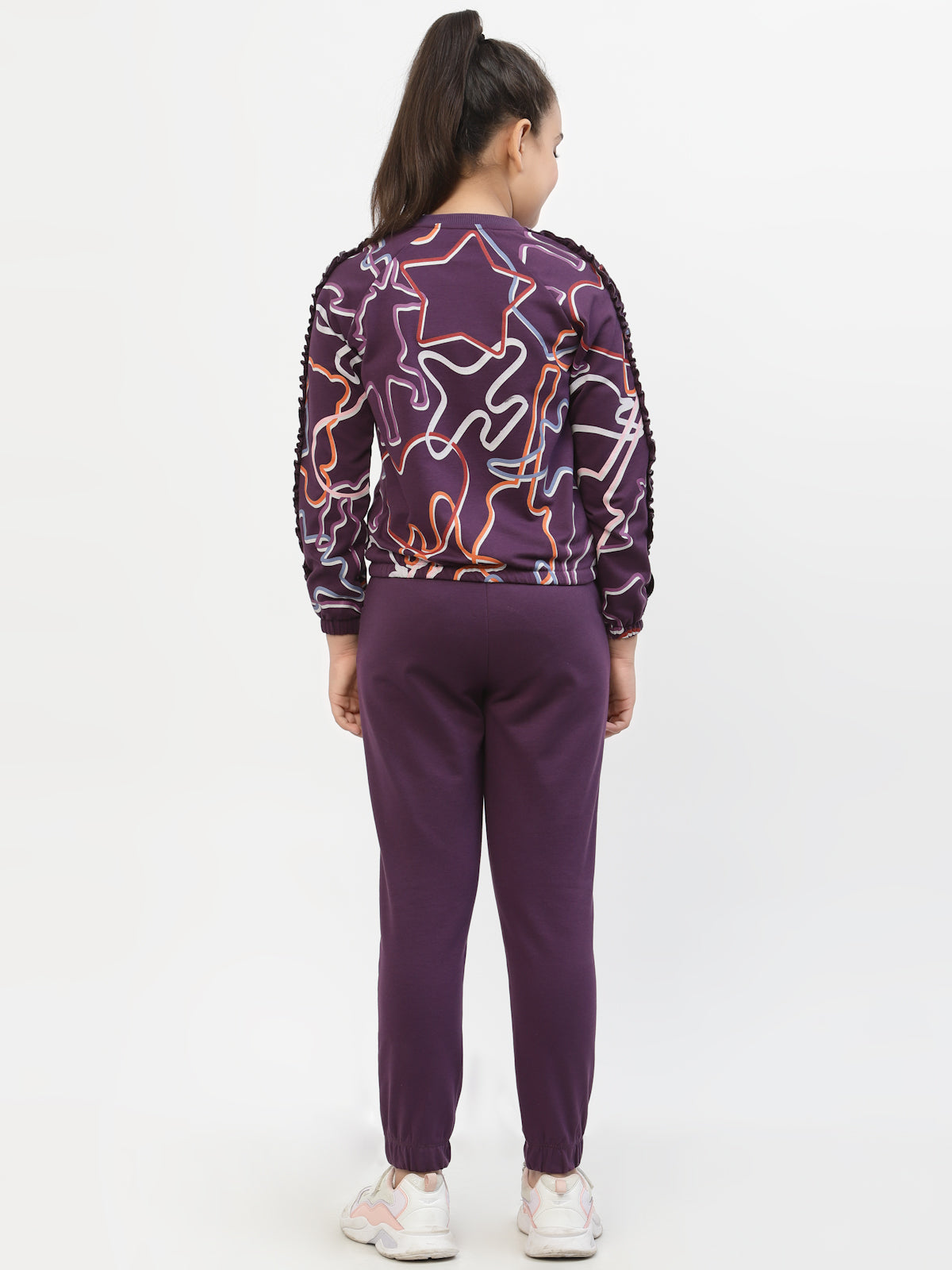 Voilet Zig-Zag-Printed-Organic Cotton Sweatshirt & Joggers Sets