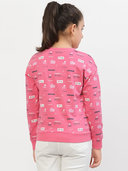 Organic Love Print Sweatshirt-Pink