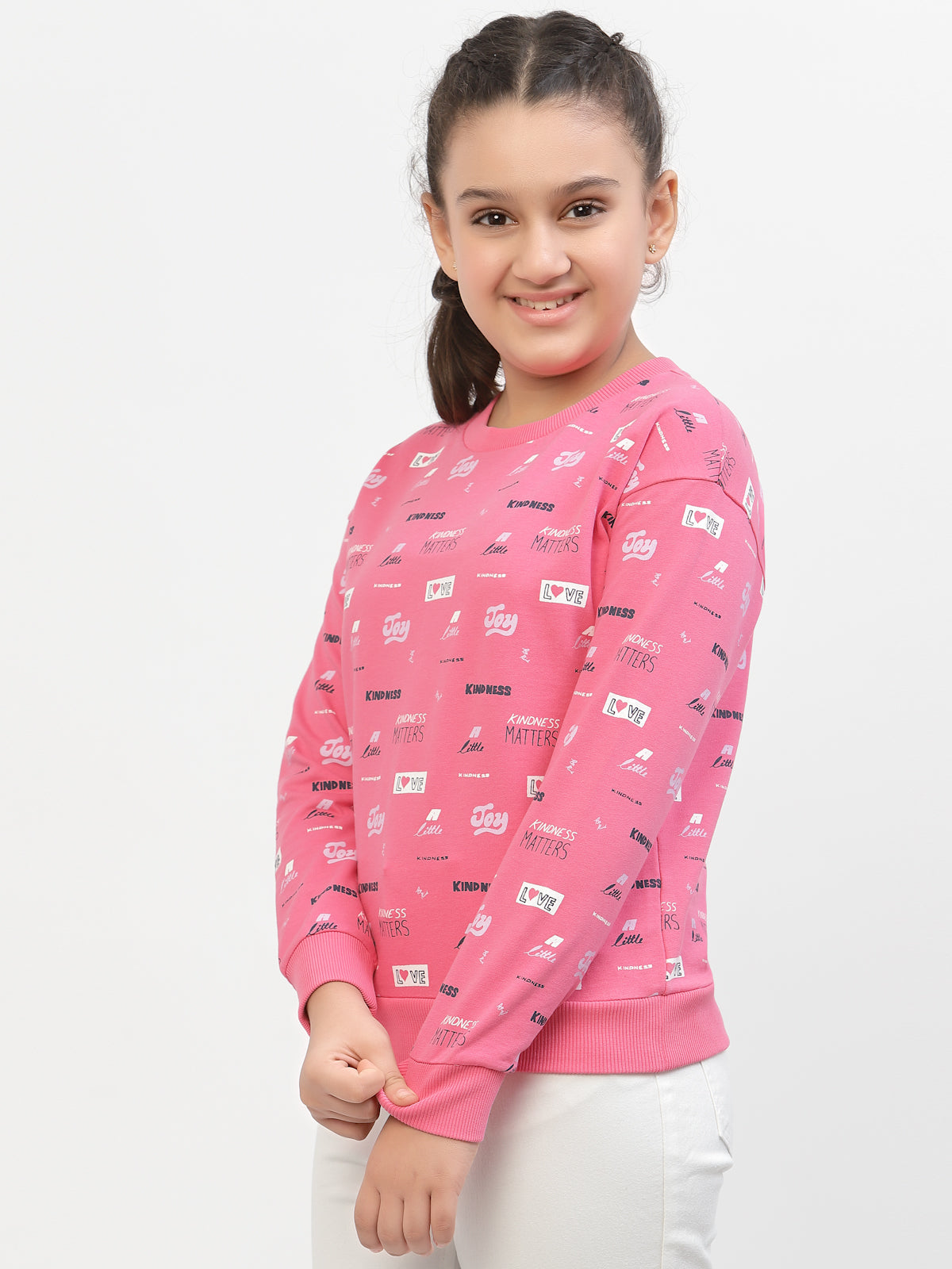 Organic Love Print Sweatshirt-Pink