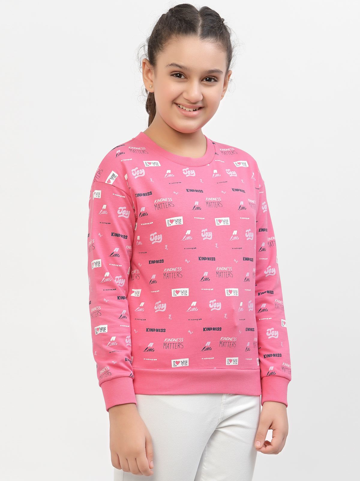 Organic Love Print Sweatshirt-Pink