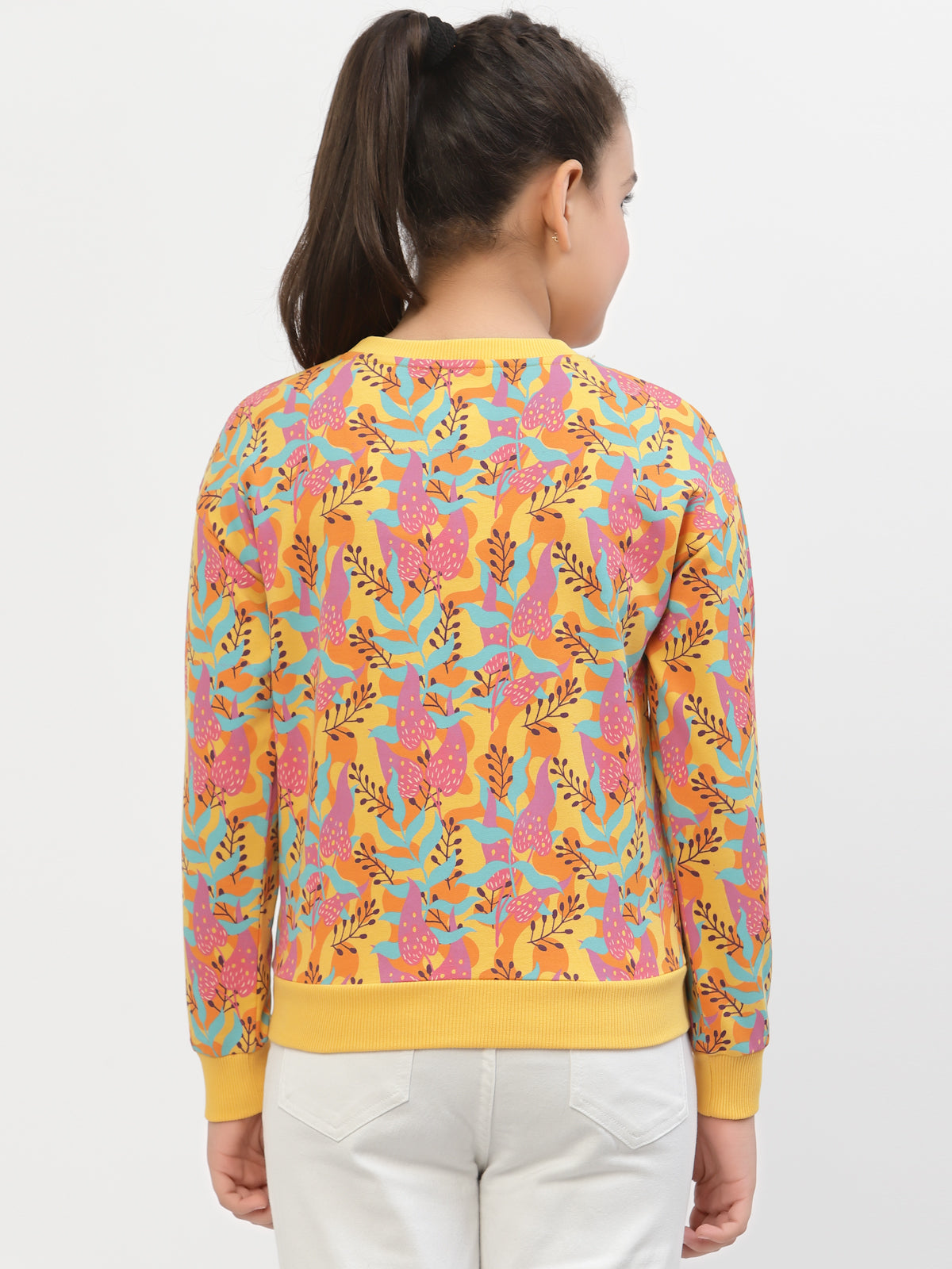 Spunkies-Organic-Cotton-Leaf-Print-Sweatshirt-Yellow