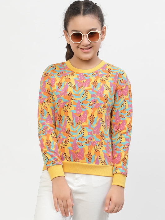 Spunkies-Organic-Cotton-Leaf-Print-Sweatshirt-Yellow