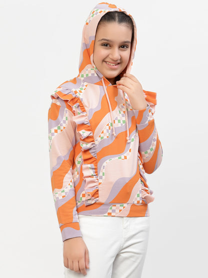 Spunkies-Girl-Frill-Organic-Cotton-Hoodie-Orange