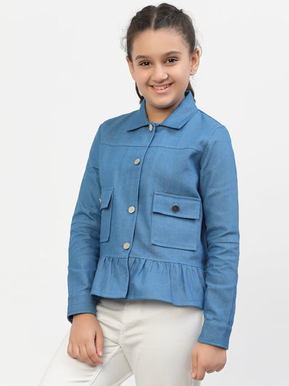 Spunkies-Girls-Button-Closure-Jacket-Blue