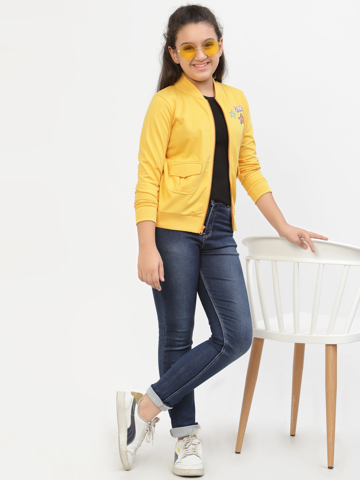 Spunkies-Girls-Organic-Cotton-Bomber-Jacket-Yellow