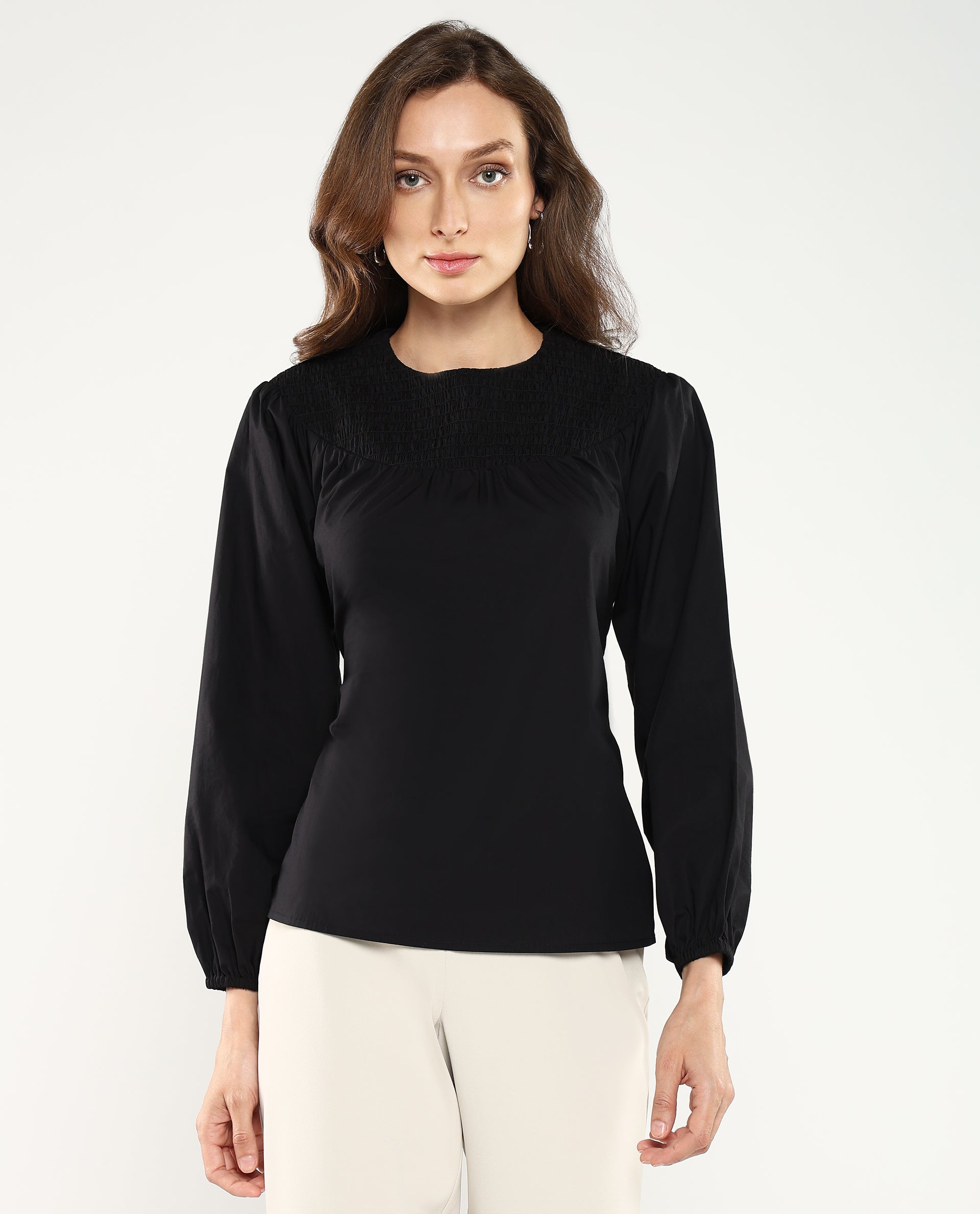 Rareism Women Cassius Black Plain Top