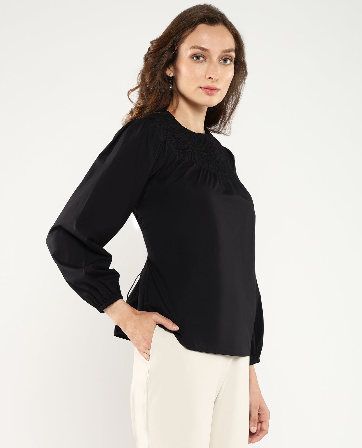 Rareism Women Cassius Black Plain Top