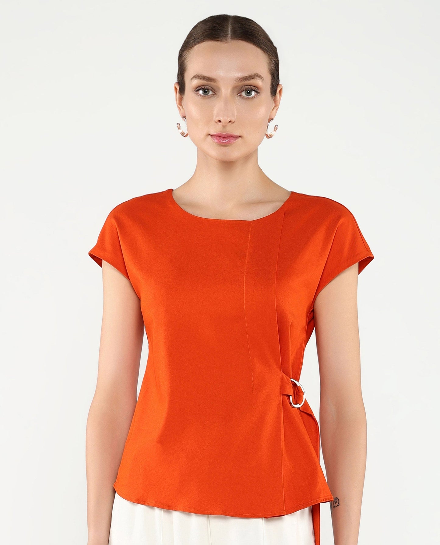 Rareism Women Nrob Orange Plain Top