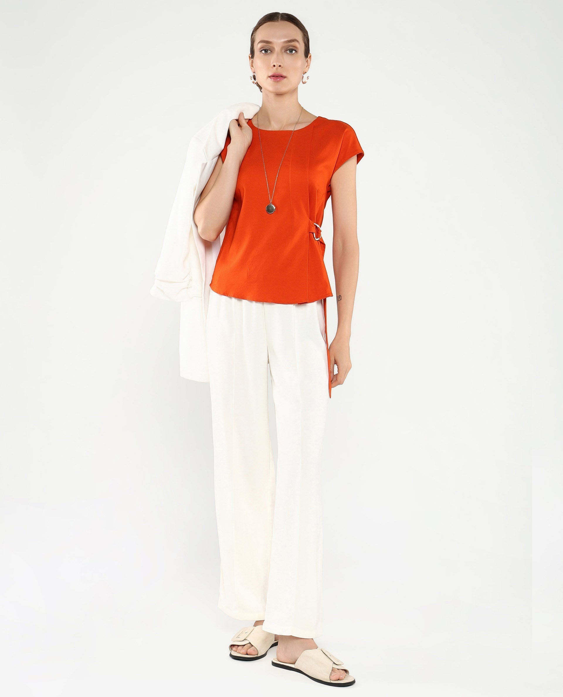 Rareism Women Nrob Orange Plain Top