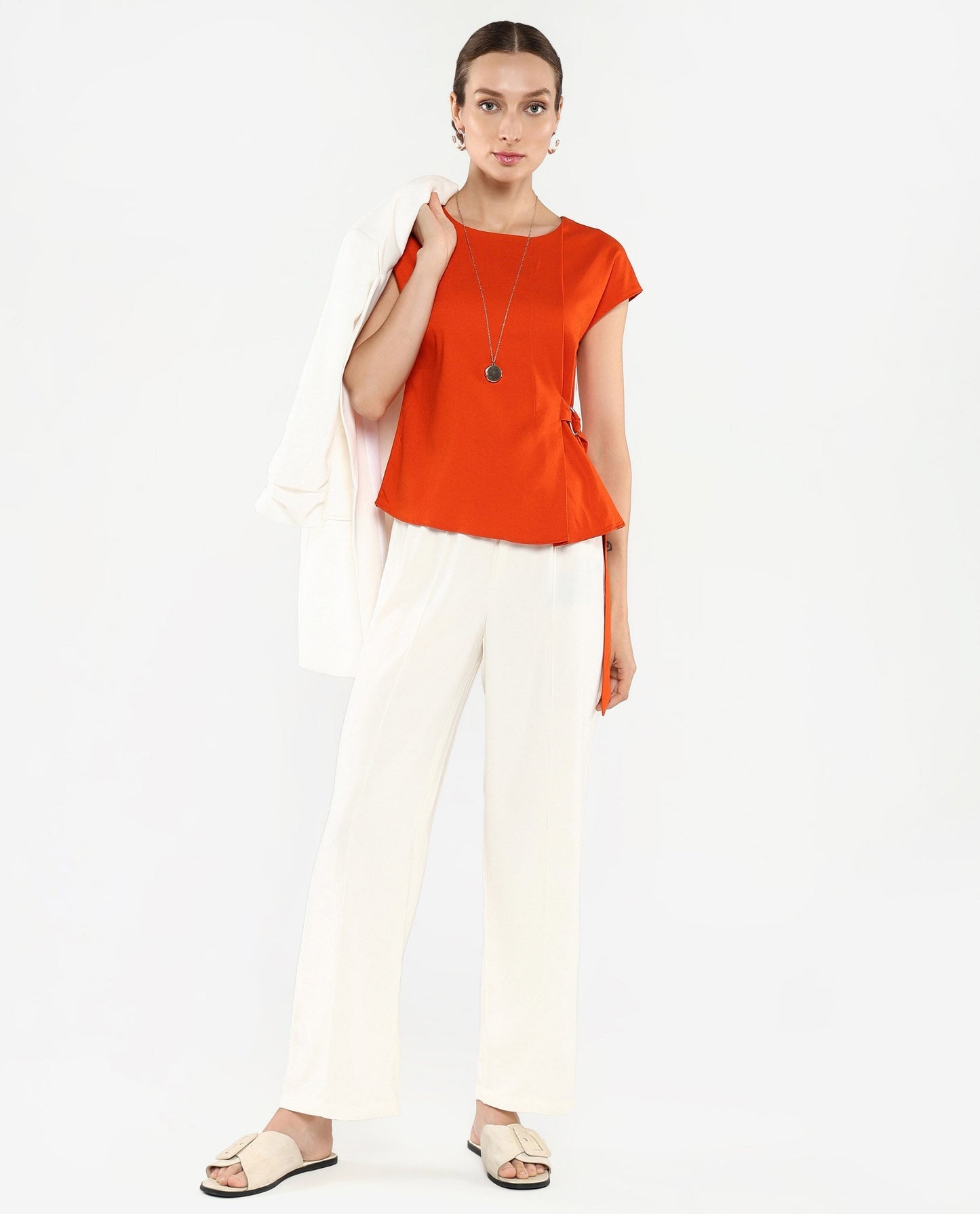 Rareism Women Nrob Orange Plain Top