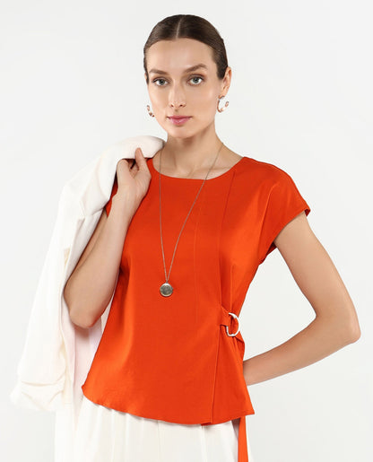 Rareism Women Nrob Orange Plain Top