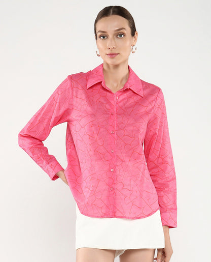 Rareism Women Poiny Pink Printed Top